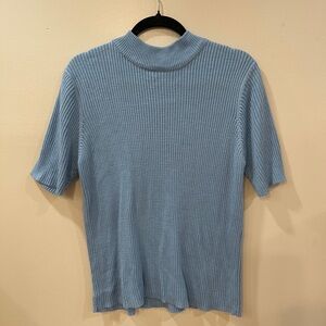 VTG FOB New York Sky Blue Mock Neck Knit Top